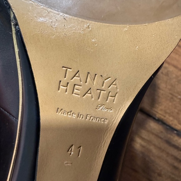 Tanya Heath Shoes Classic Pump Size 41 Almond toe black leather Made in France - Picture 6 of 9